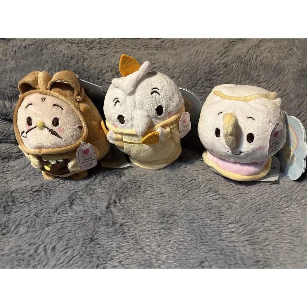 Disney Store Ufufy Beauty And The Beast Cogsworth Lumiere And Chip Plush Lot NWT